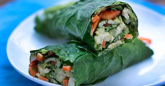 Veggie Wraps 570x299 Veggie Wraps with Herbed Hummus