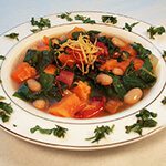 Sweet Potato Soup With Cannelini Beans and Rainbow Chard