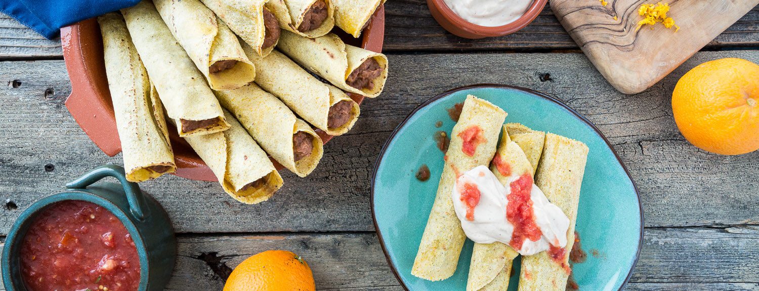 Orange Black Bean Taquitos Forks Over Knives