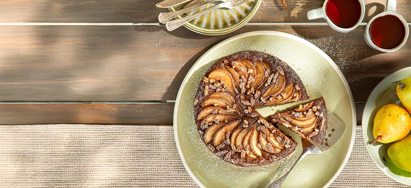 Pear Spice Cake on a pale green plate