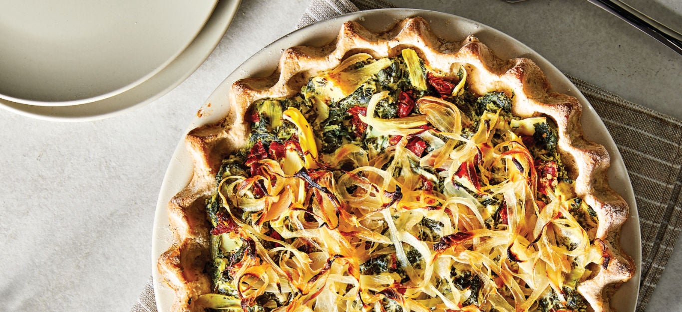 Quiche Florentine with Artichoke Hearts and Sun-Dried Tomatoes Recipe - Forks Over Knives