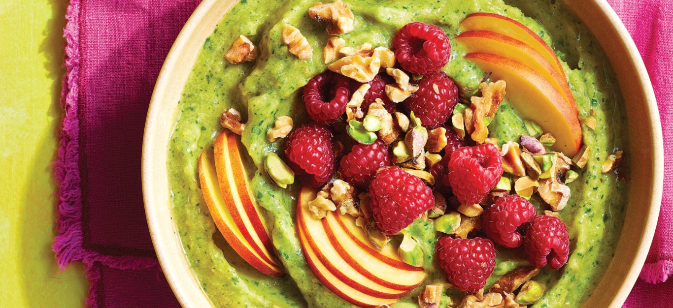Arugula and Peach Smoothie Bowls Recipe - Forks Over Knives