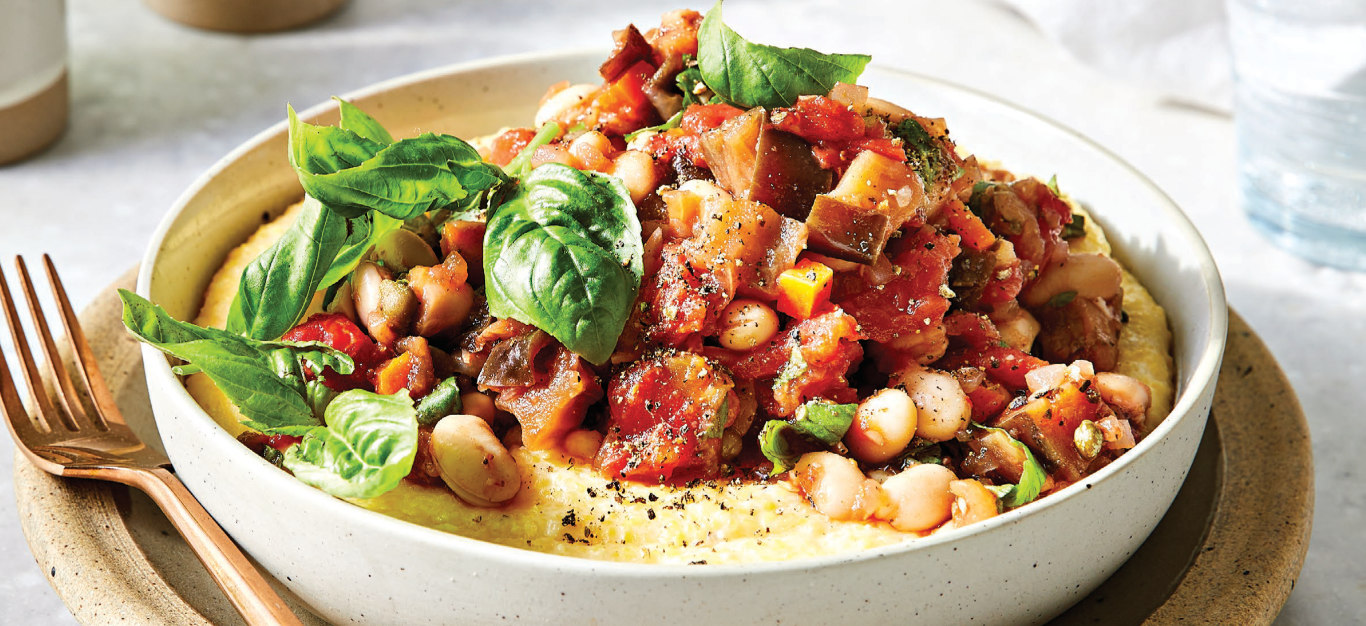 Caponata Beans and Polenta - Forks Over Knives