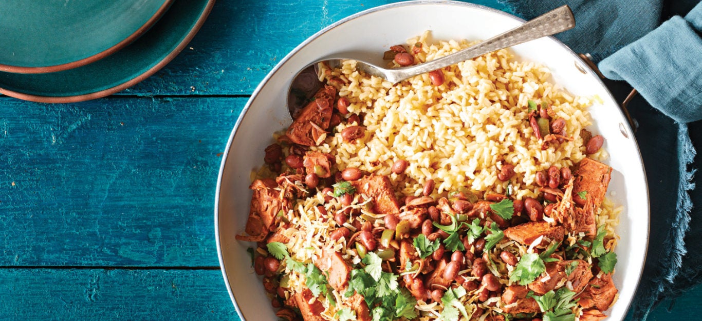 Jerk Jackfruit Skillet with Red Beans Recipe - Forks Over Knives