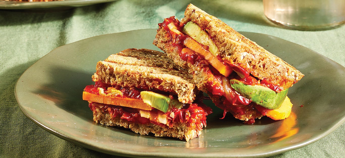 Avocado and Cherry Tomato Jam Panini Recipe - Forks Over Knives