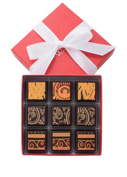 Delysia brand box of vegan chocolate truffles