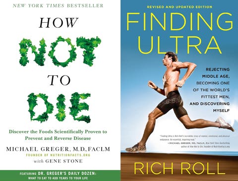 the covers of the books How Not to Die and Finding Ultra side by side