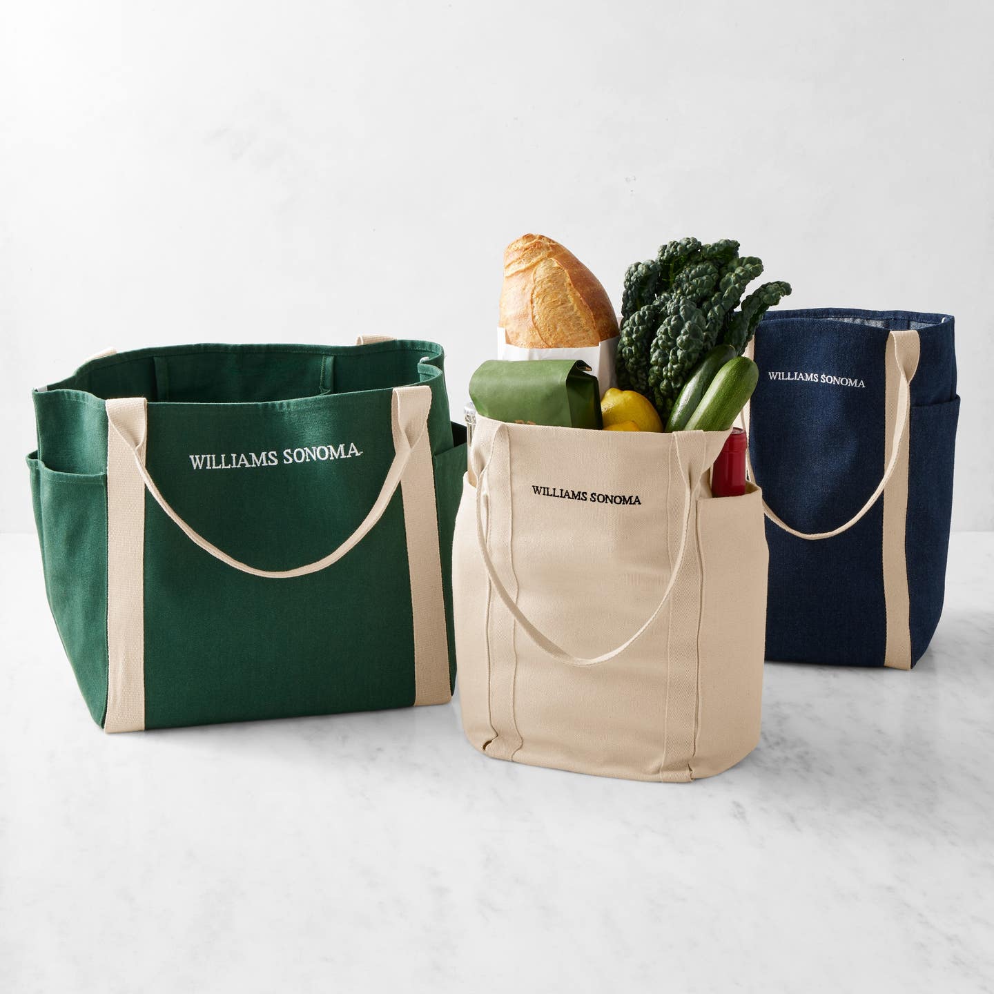three williams sonoma tote bags for farmers market