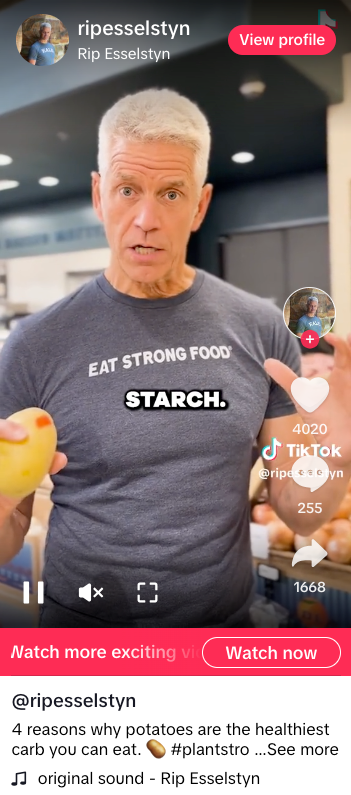 screenshot of Rip Esselstyn's TikTok