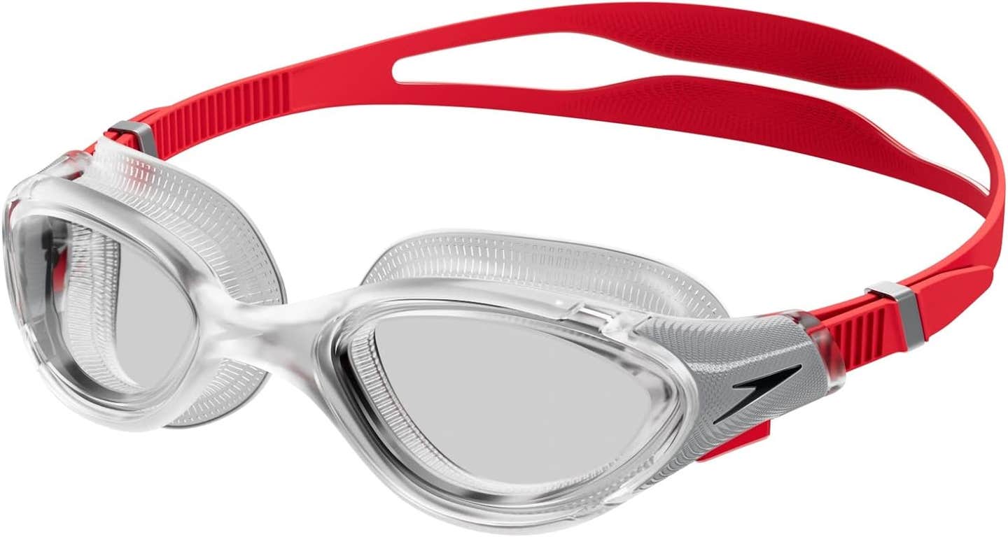 Red Speedo Unisex Adult Swim Goggle Biofuse on white background