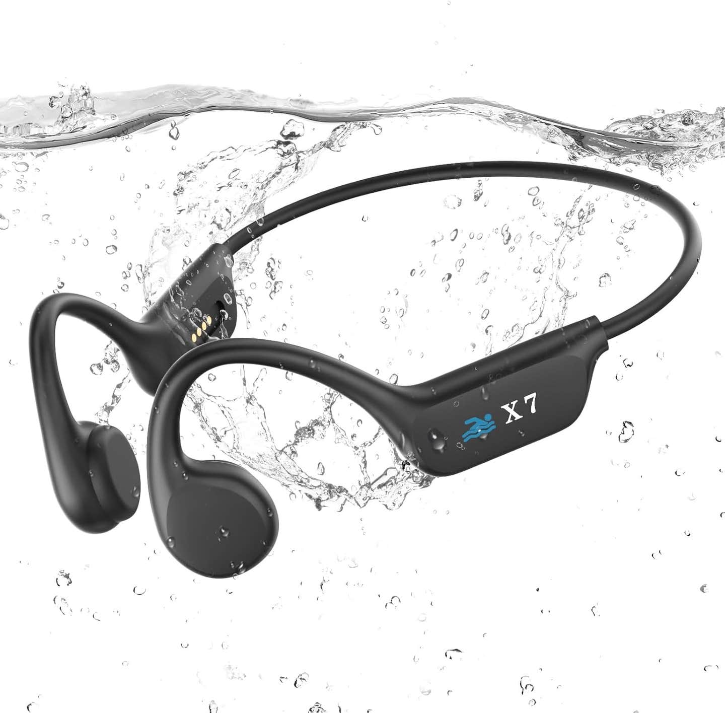 swimmer headphones submerged underwater