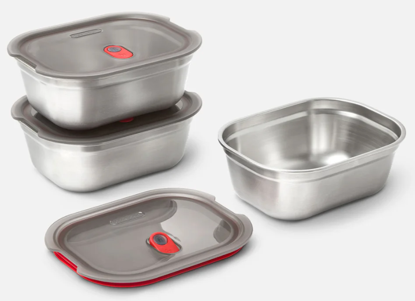 Microwave-Safe Stainless Steel Meal Prep Box Set of 3 from Black + Blum