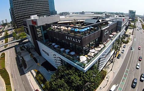 Aerial view of the Los Angeles location of Eataly