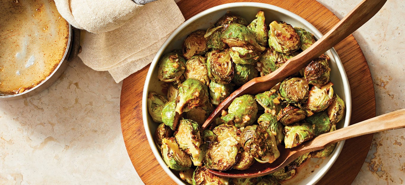 Sweet and Spicy AirFried Brussels Sprouts Recipe Forks Over Knives