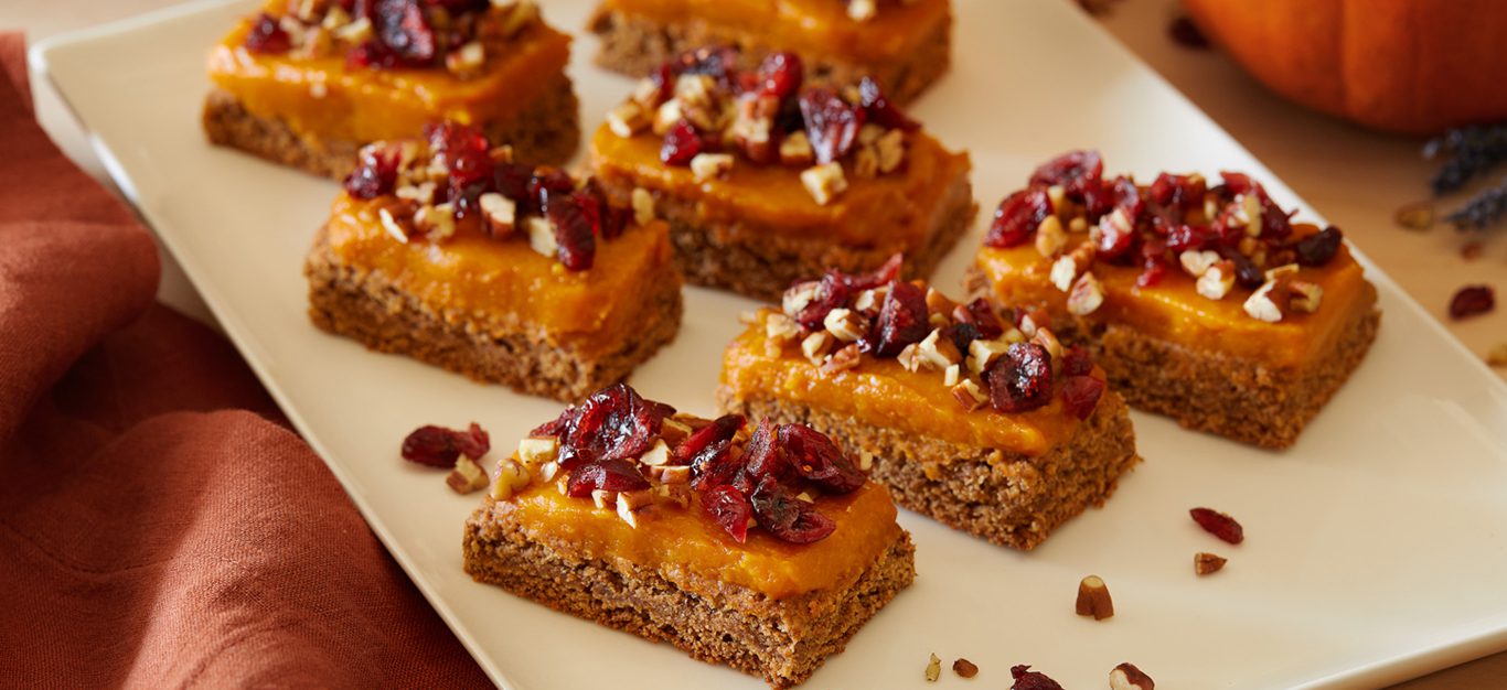 Almond-Oat Cookie Bars with Pumpkin Frosting - Forks Over Knives