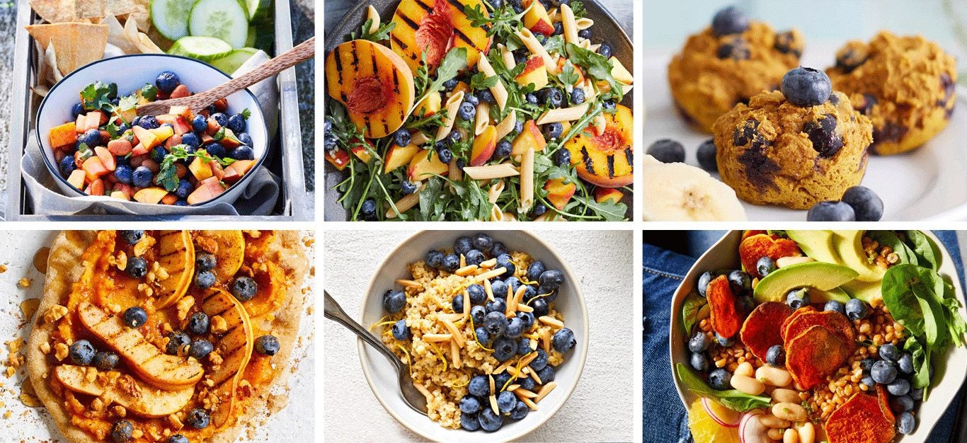 A collage of blueberry recipes
