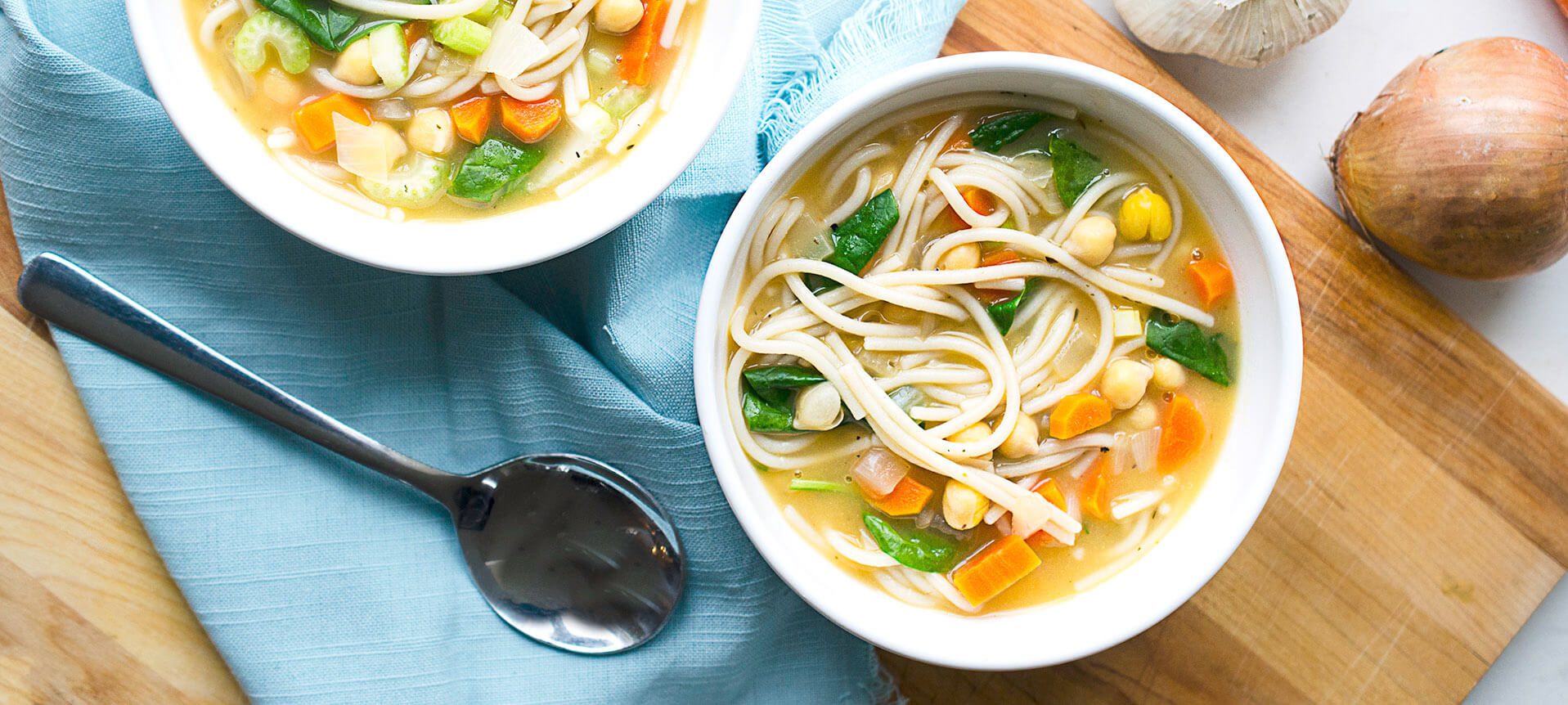 30-Minute Vegan Chickpea Noodle Soup with Spinach Recipe - Forks Over Knives