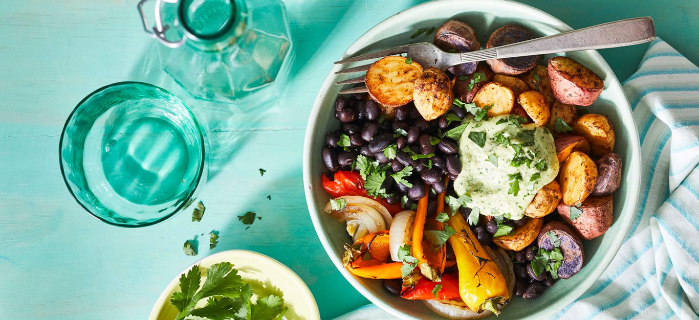 Cilantro-Sauced Roasted Potato Bowls - Forks Over Knives