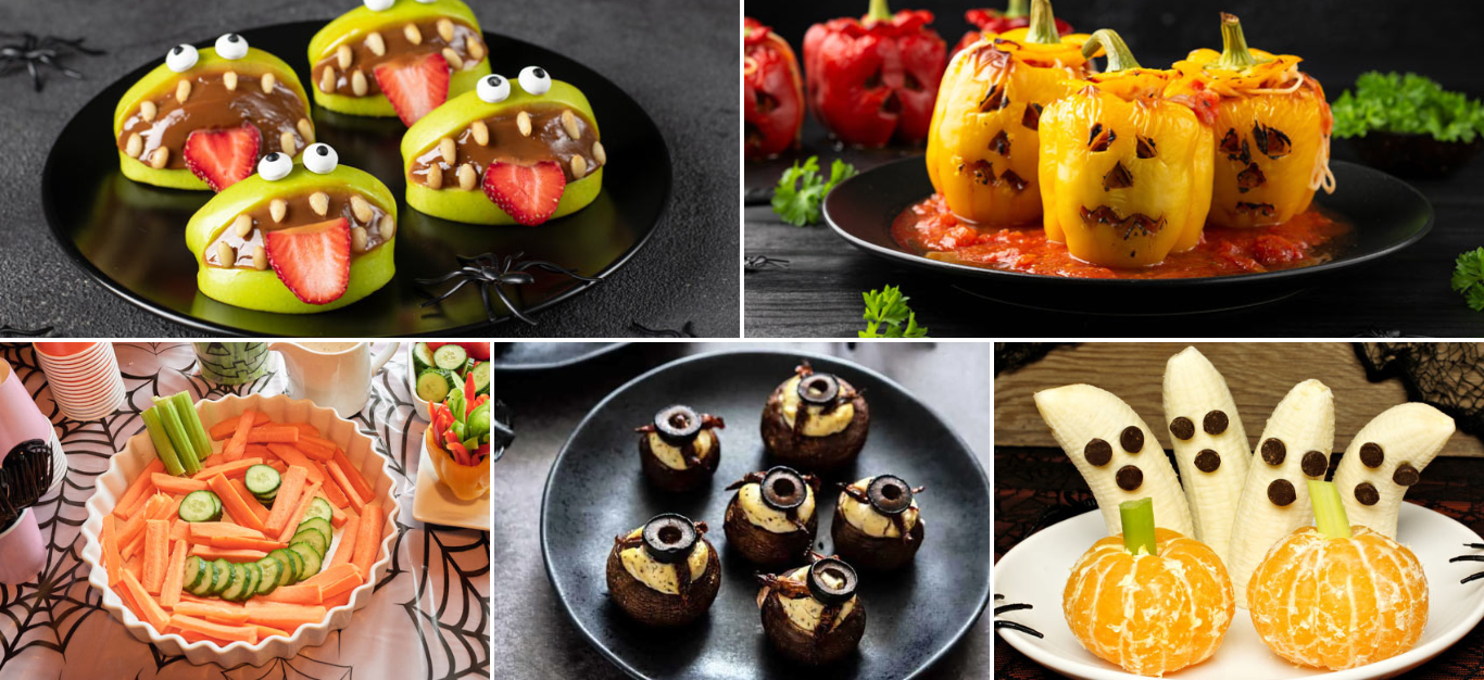 collage of halloween recipes