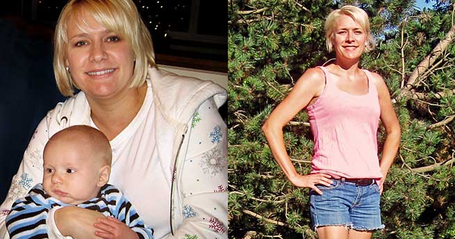 Crystal Burman before and after adopting a plant-based diet and losing weight