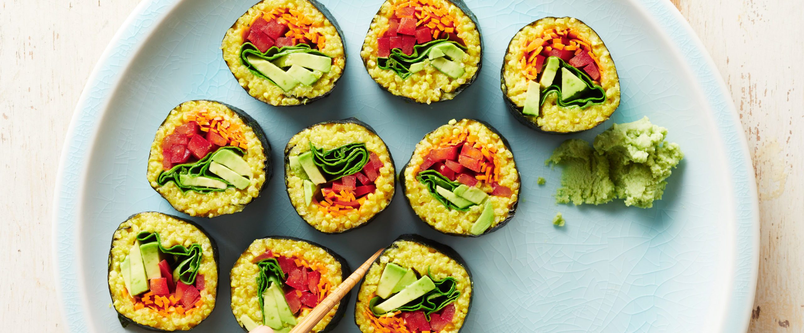 Vegan Curried Millet Sushi with Avocado - Forks Over Knives
