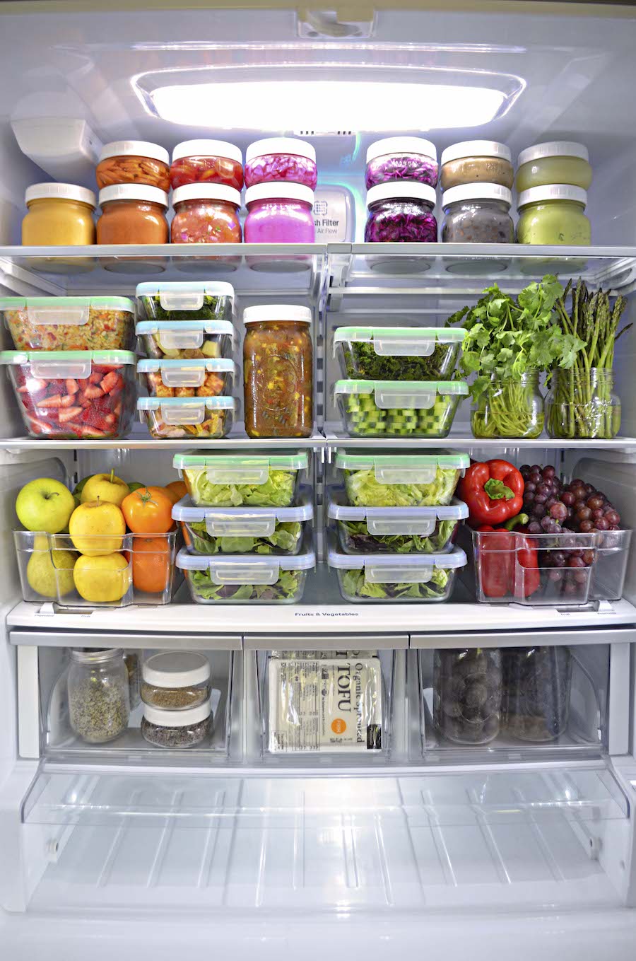 Hong posts aspirational plant-based fridge pics such as this one weekly on Instagram.