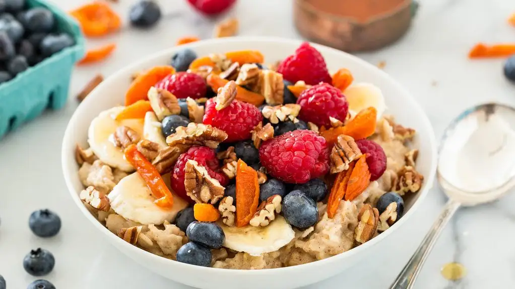 Healthy Oatmeal with Fruit and Nuts