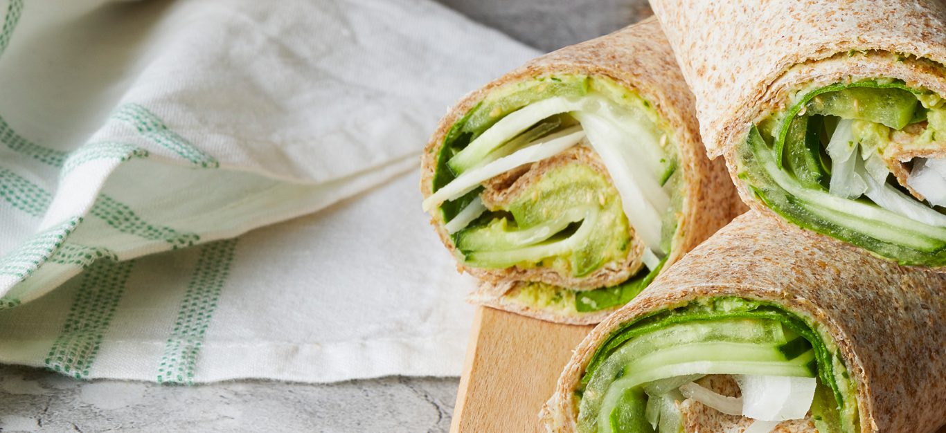 SpinachTomatillo Wraps with Hearty Tahini Spread Forks Over Knives