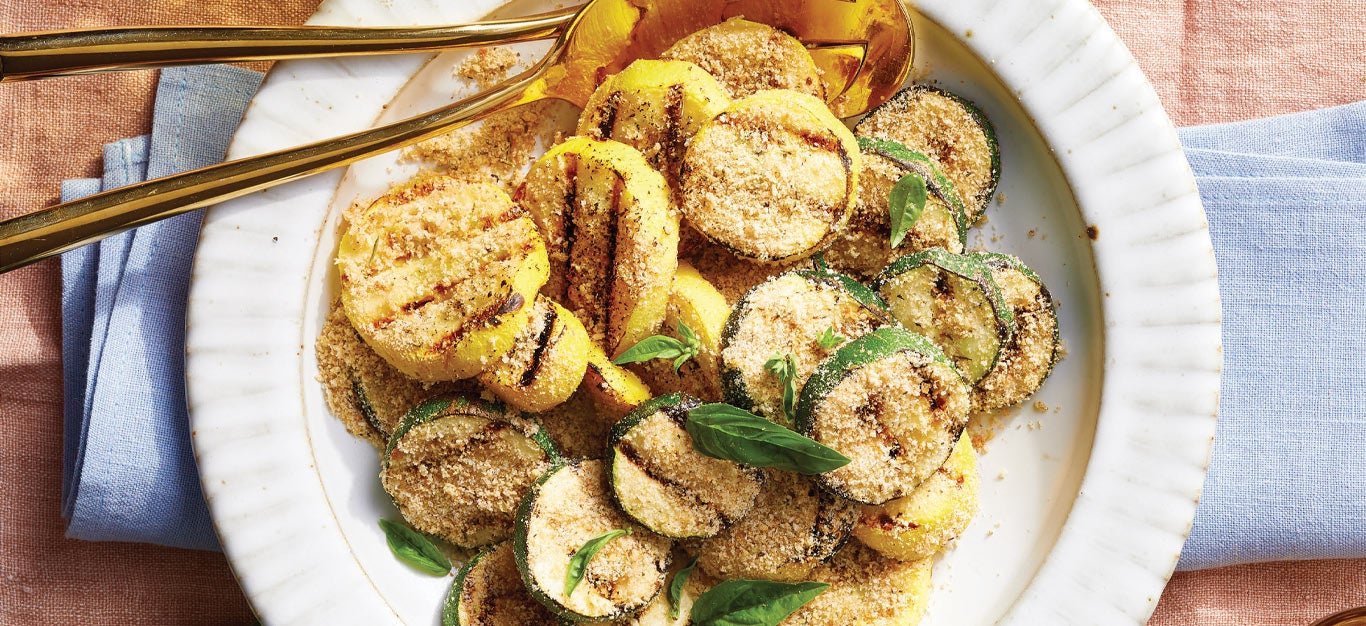Grilled Summer Squash with Seasoned Bread Crumbs Recipe Forks Over Knives