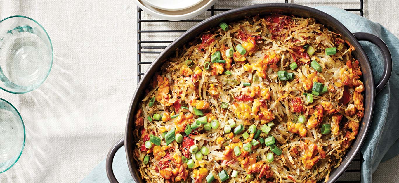 Vegan Hash Brown Casserole with Tempeh Crumbles Recipe Forks Over Knives