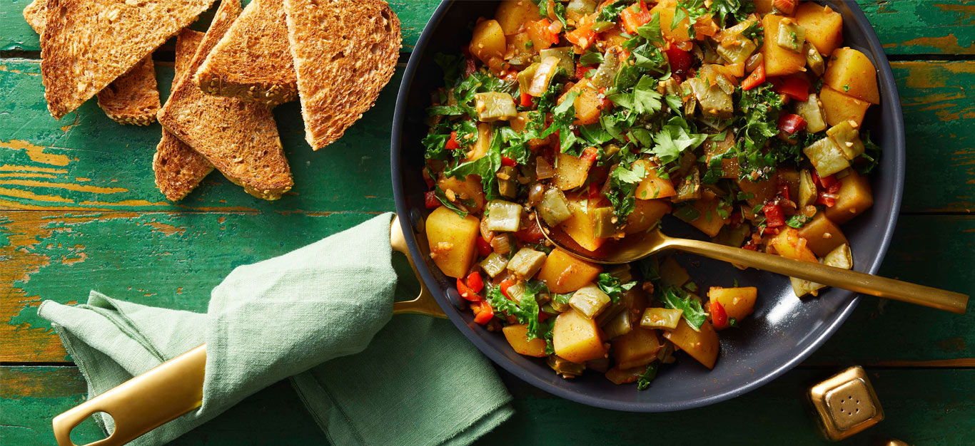 Nopales and Potatoes Breakfast Hash Recipe - Forks Over Knives