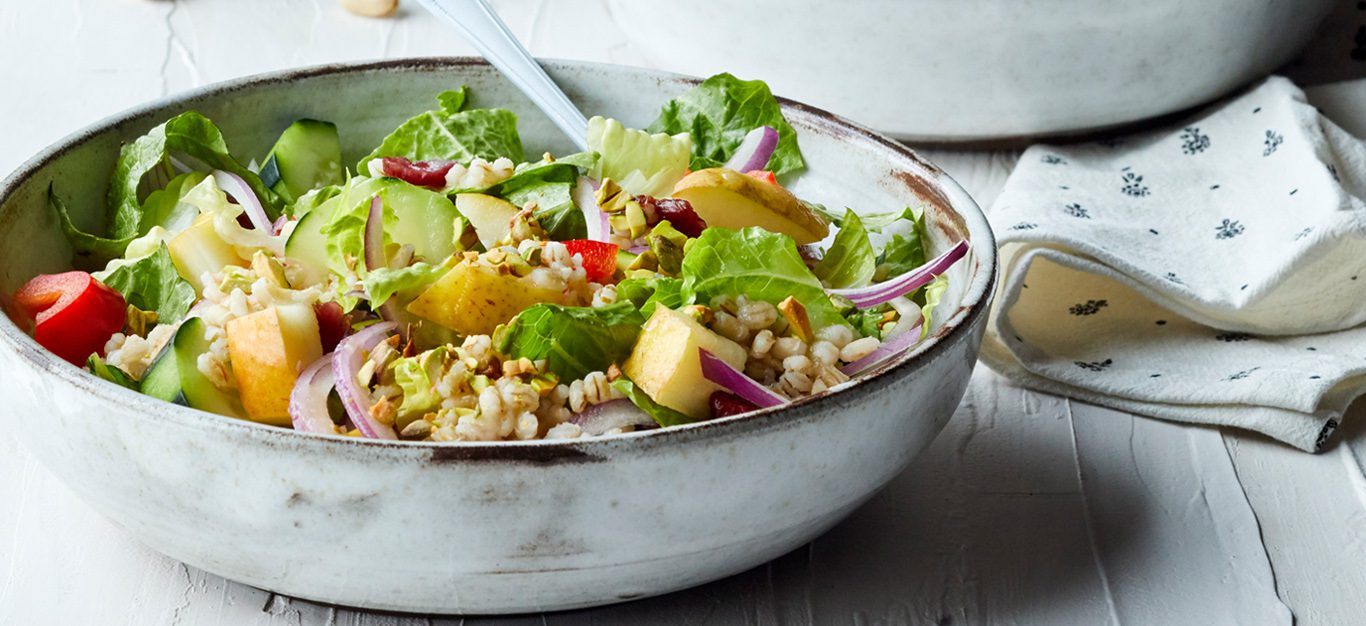 Chopped Barley Salad with Pears - Forks Over Knives