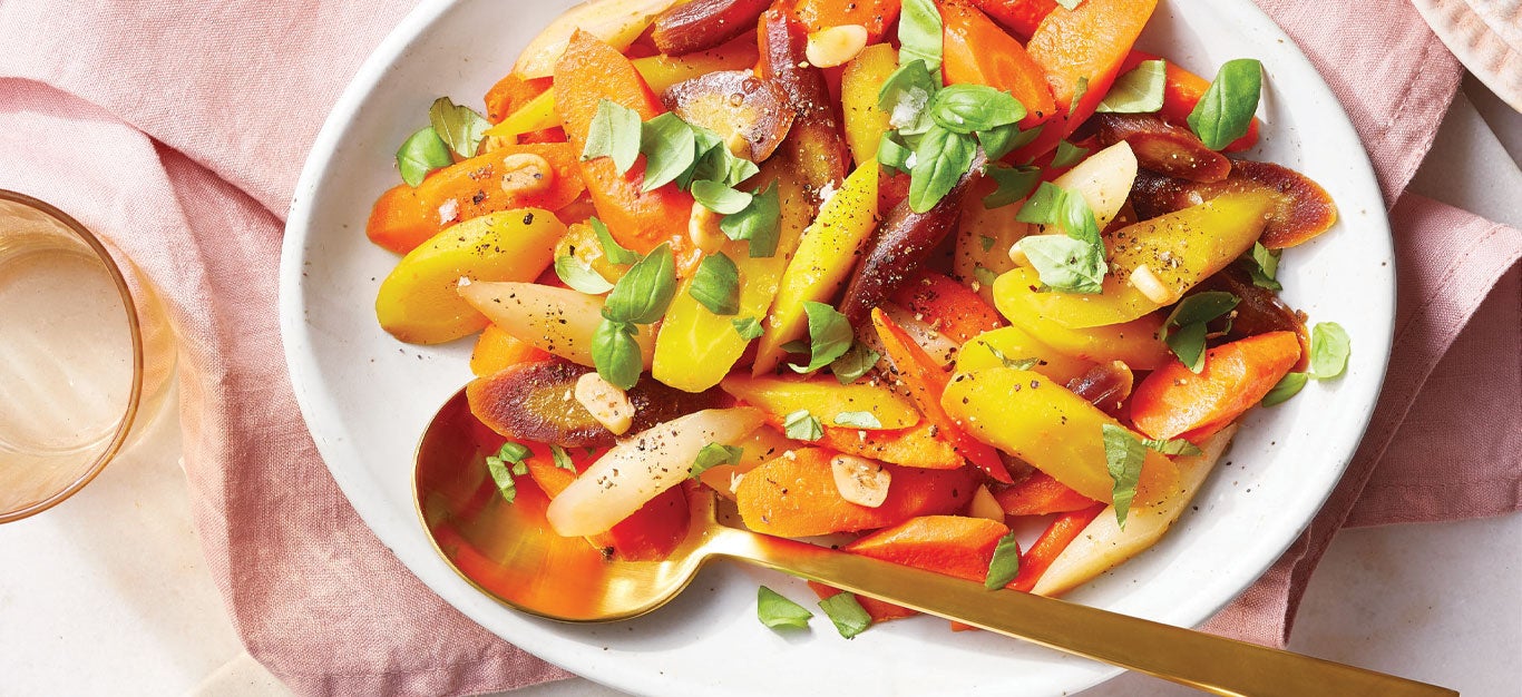 Basil and Garlic Poached Carrots Recipe Forks Over Knives