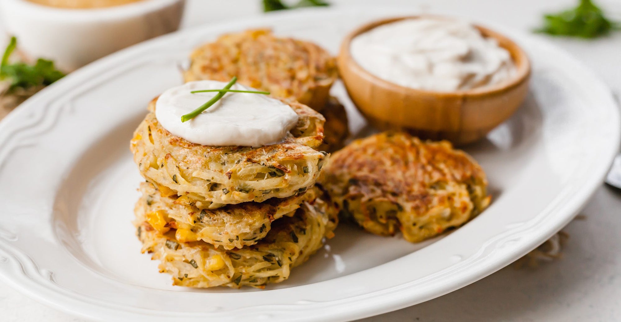 Potato-Corn Vegan Latkes - Plant-Based Vegan Recipe - Forks Over Knives