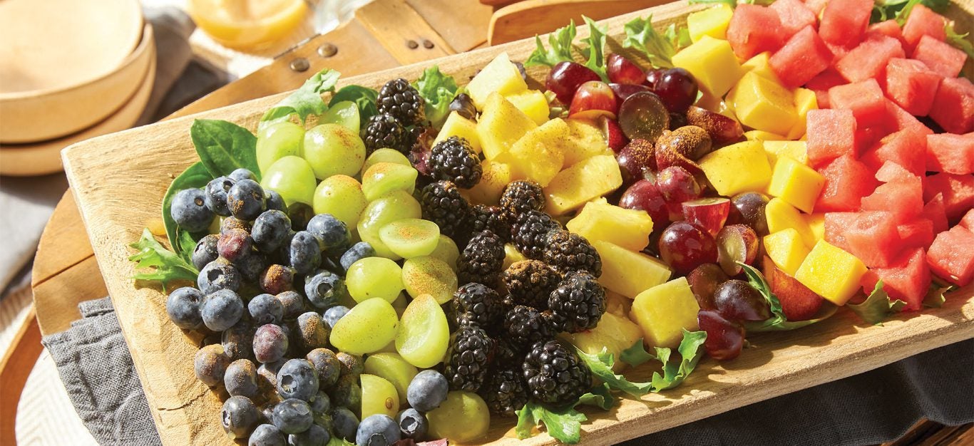 Rainbow Fruit Salad Platter with Citrus Drizzle - Forks Over Knives