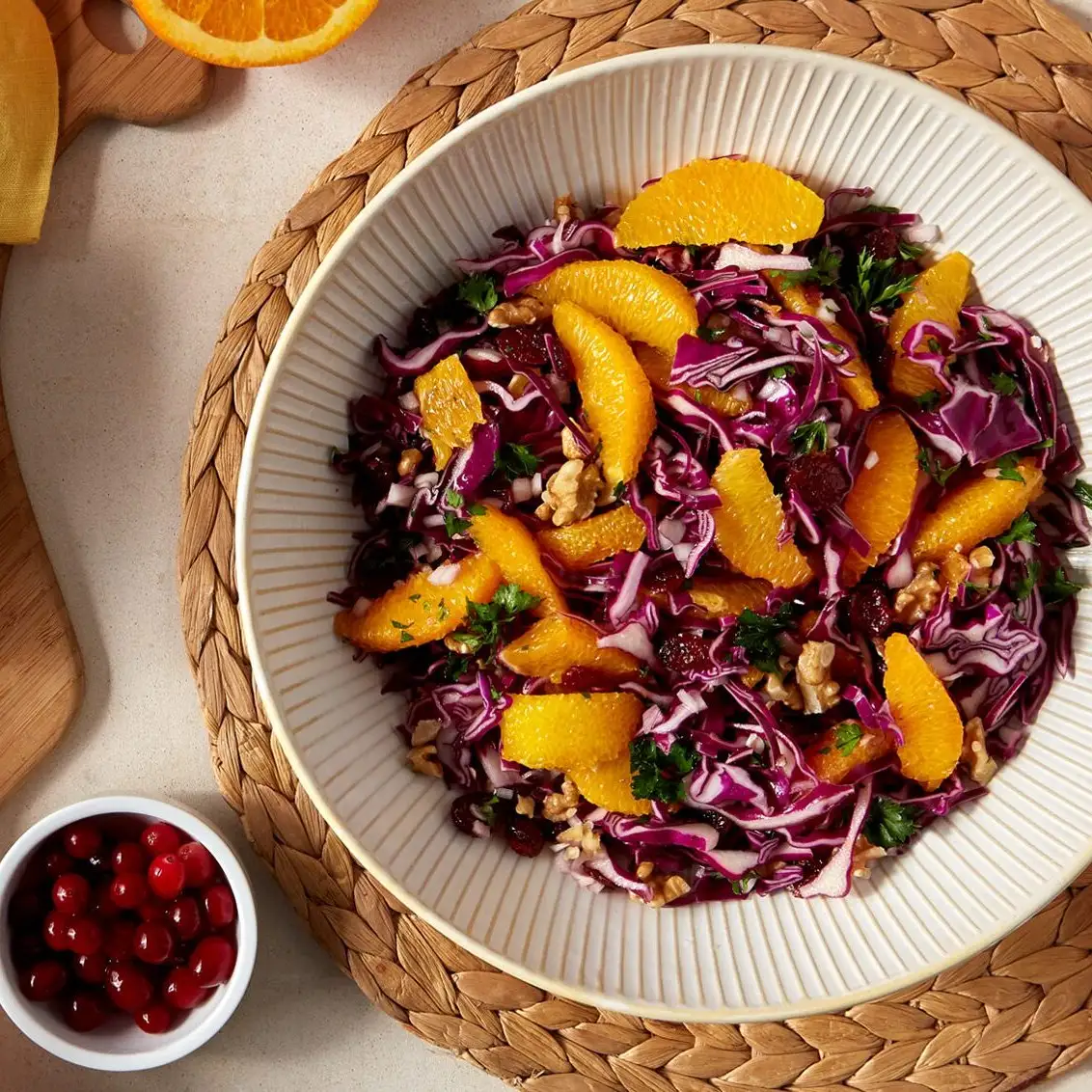 red cabbage dressing Red Cabbage Salad with Orange, Cranberries, and Walnuts
