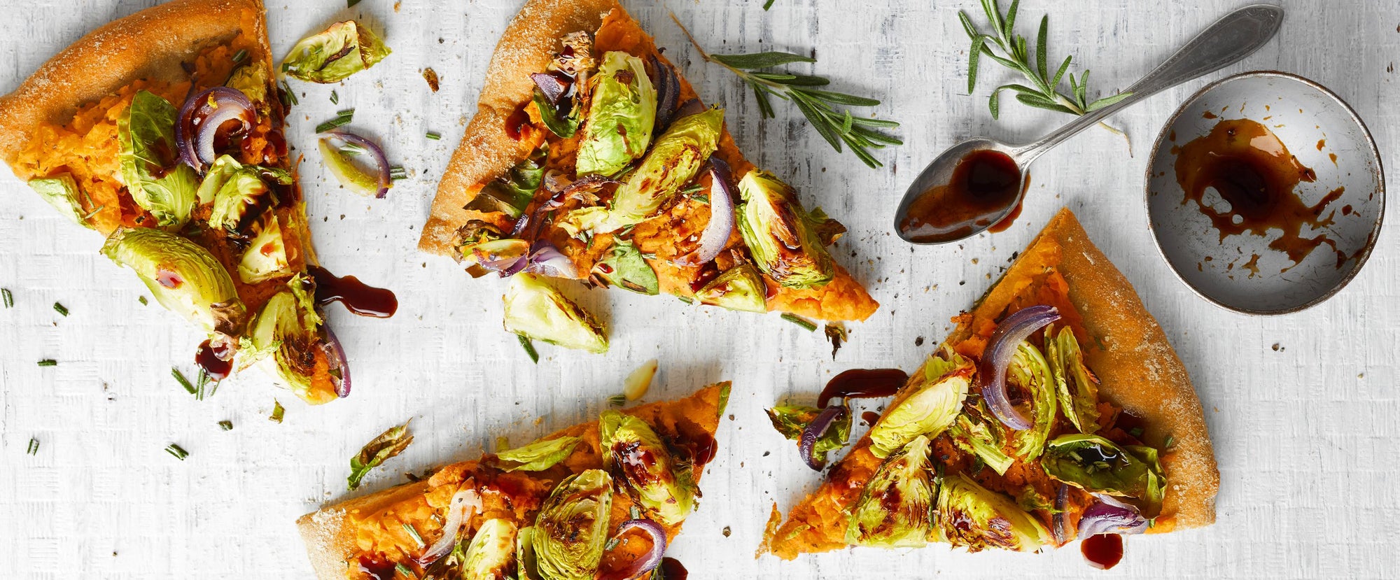 Brussels Sprouts, Sweet Potato, and Balsamic Pizza Forks Over Knives