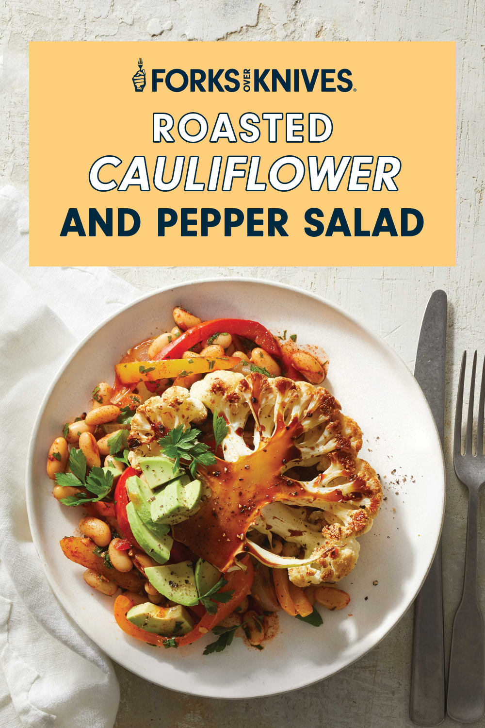 Roasted Cauliflower Planks with Pepper Salad Recipe Forks Over Knives