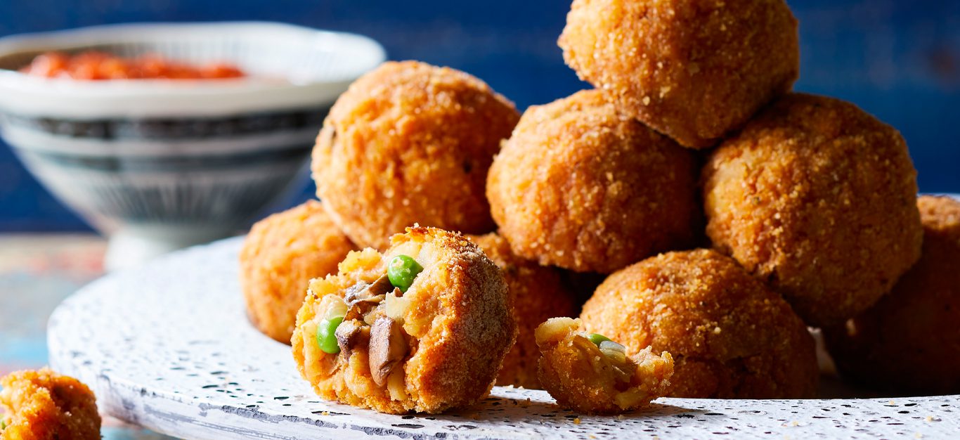 Sicilian Rice Balls with Mushrooms and Peas - Forks Over Knives