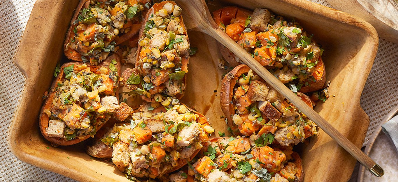 Stuffed Sweet Potatoes with Classic Stuffing - Forks Over Knives