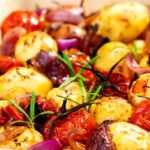 Potato and Onion Bake with Rosemary and Tomatoes - Forks Over Knives