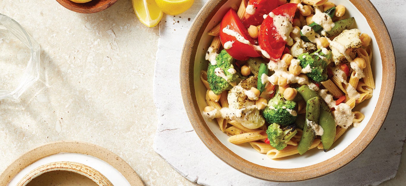 Summer Pasta Bowls with Grilled Veggies and Cashew Cream Sauce Recipe