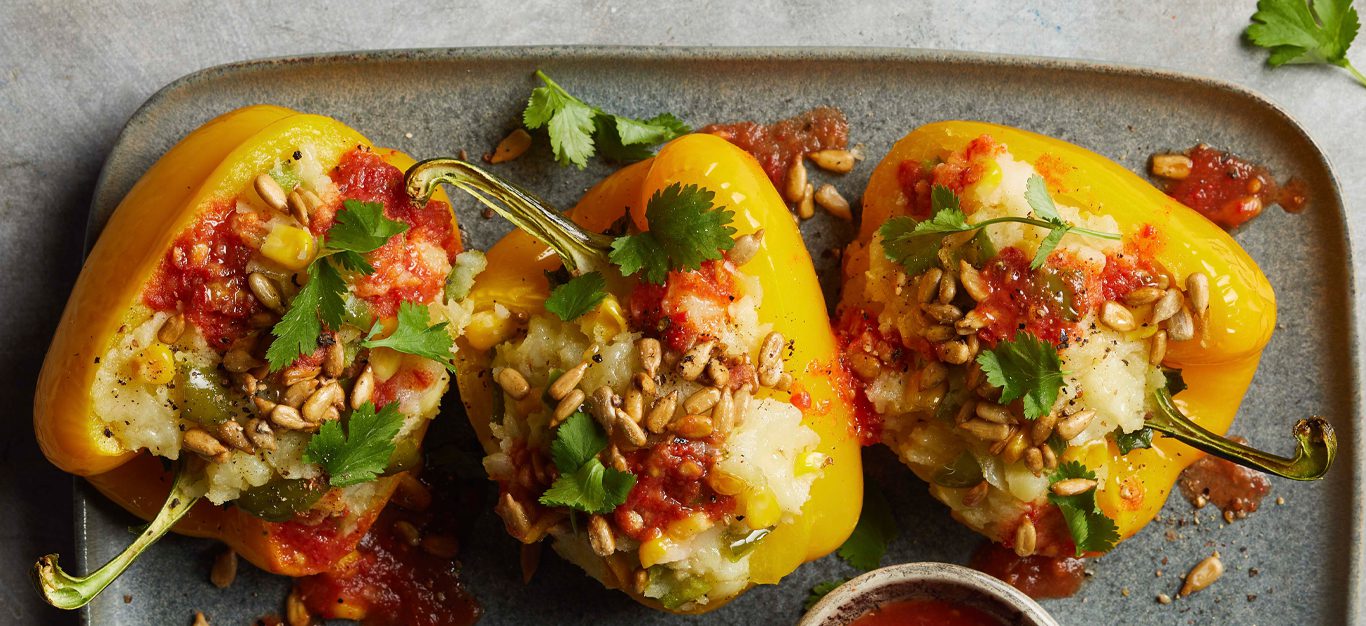 Yellow Bell Pepper Boats with Homemade Hot Sauce - Forks Over Knives
