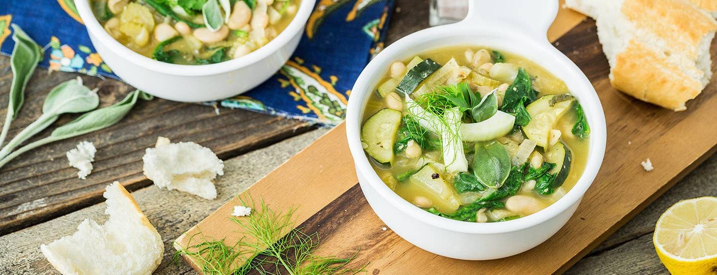 This Italian white bean soup recipe begins a day ahead, when you will need to soak dried cannellini beans overnight. It's worth it!