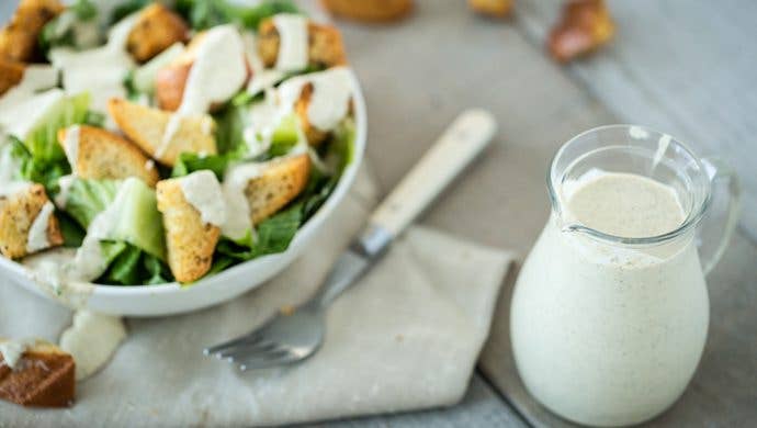 You can make this creamy, delicious (and very authentic-tasting) vegan Caesar dressing recipe as is, or add nutritional yeast for a cheesy twist!