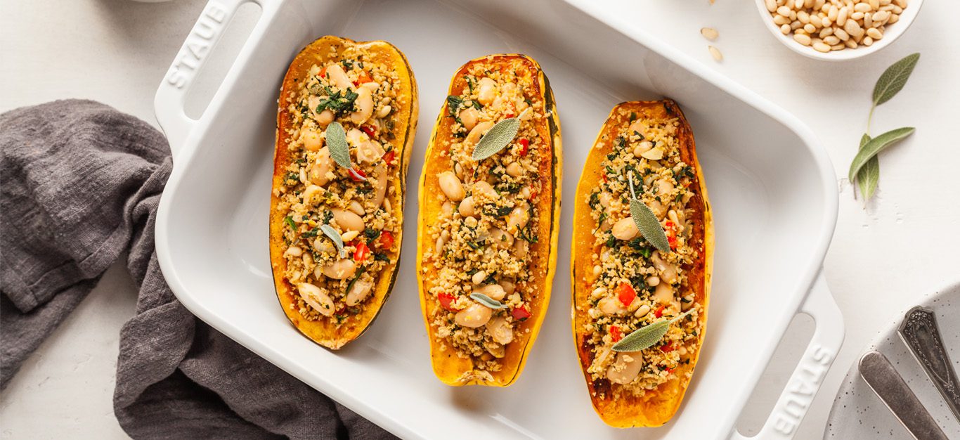 Delicata Squash Boats with Cauliflower Bechamel - Forks Over Knives