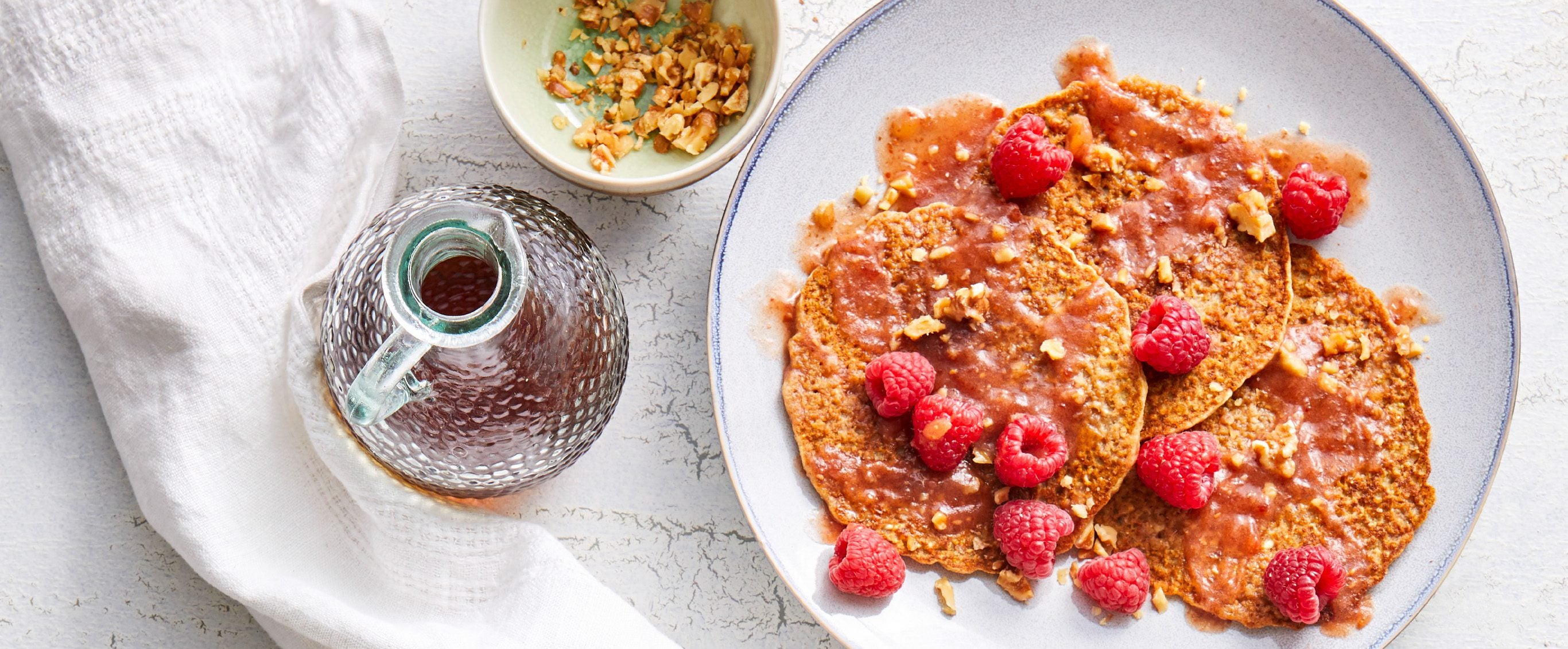 Oatmeal-Lemon Pancakes with Raspberry-Date Syrup