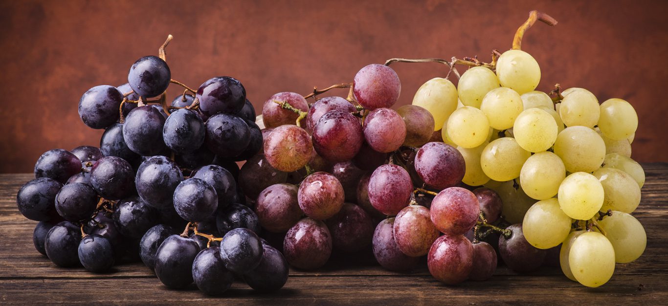 grapes - three types of table grapes on a table