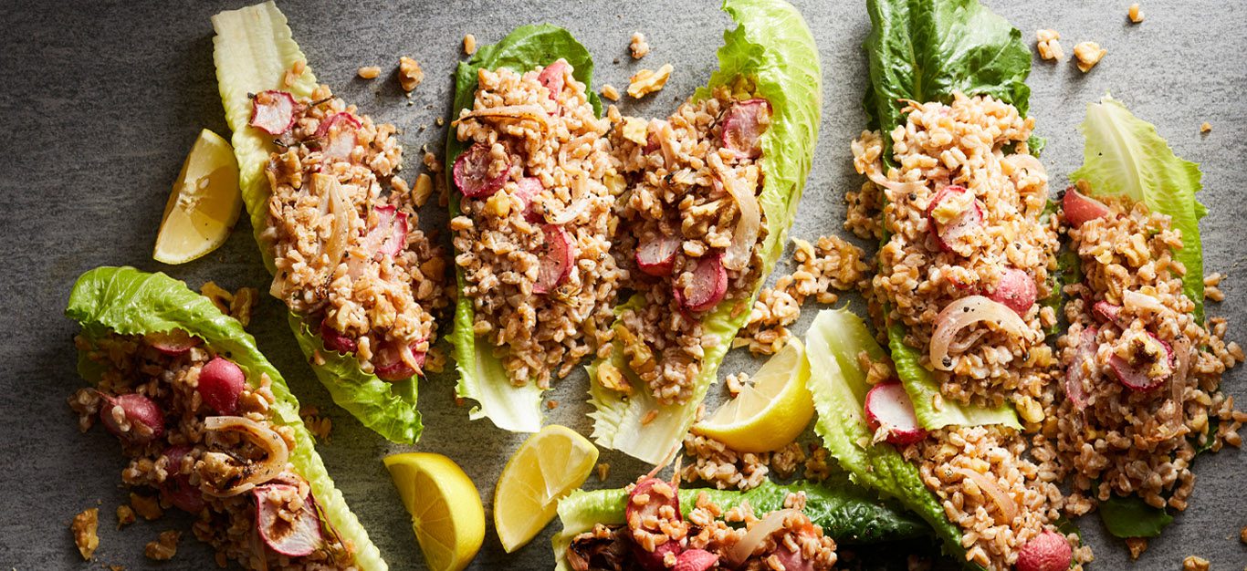 Lettuce Cups with Roasted Radish and Farro Forks Over Knives