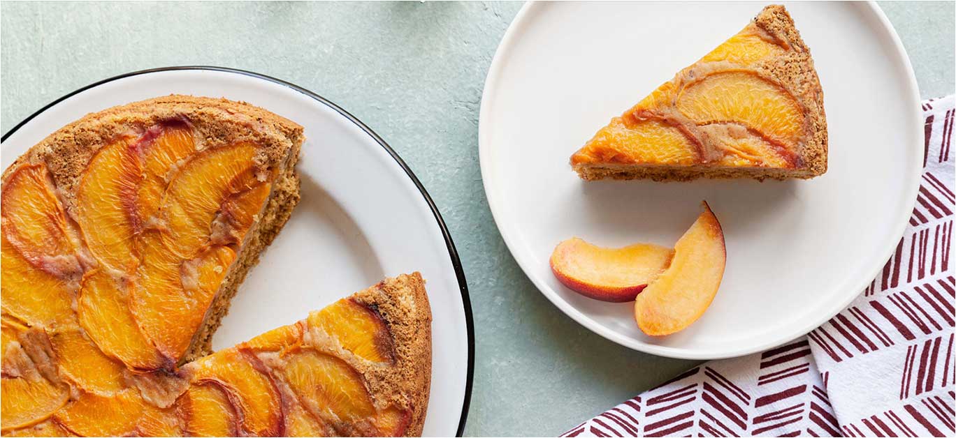 Peach Upside-Down Cake with Whole Grain Flour - Forks Over Knives